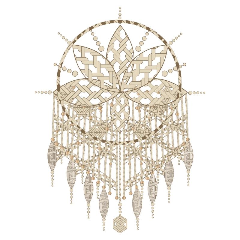 Macramé pendant with ornate knot patterns