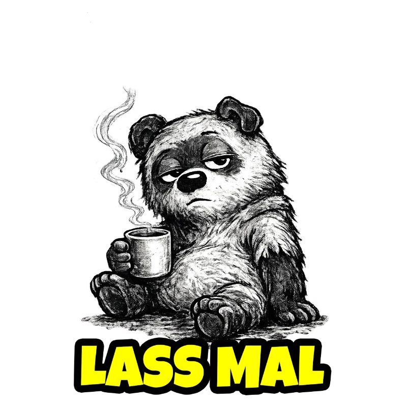 Lass mal. – Grumpy Bär mit Kaffee (Sketch)