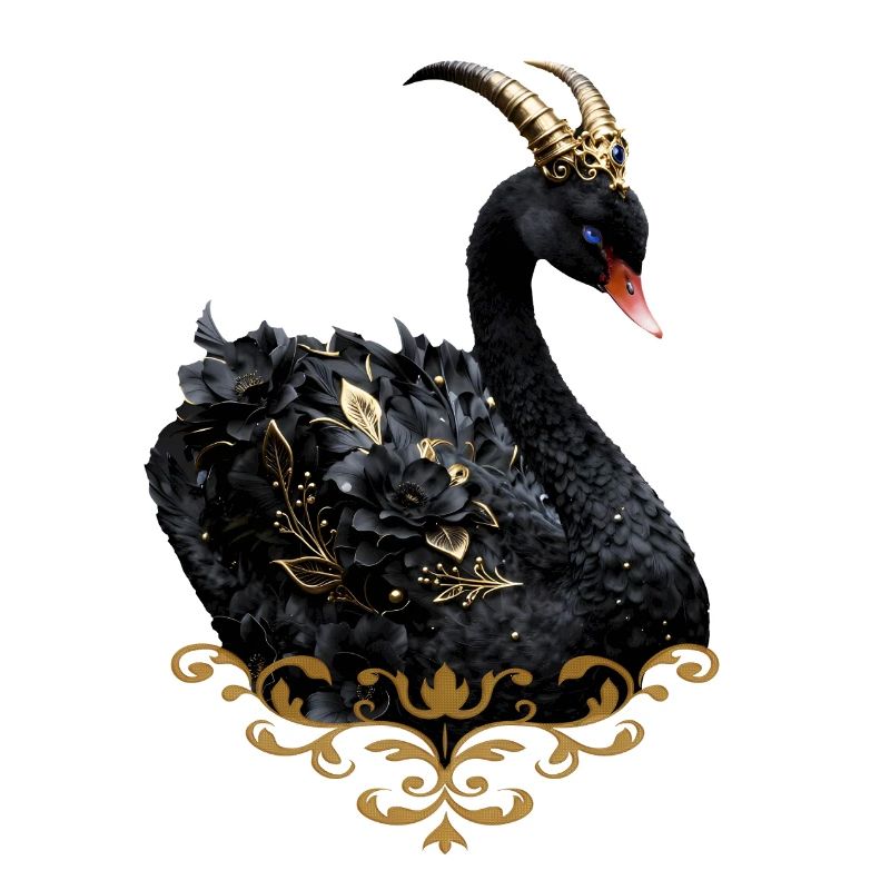 Schwarzer Schwan mit goldener Krone