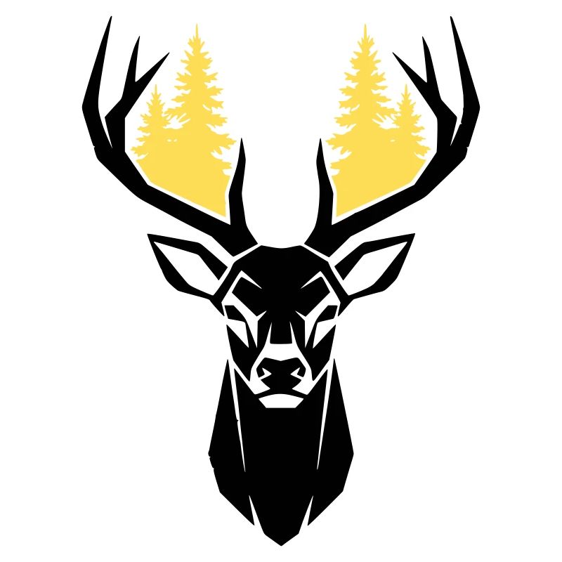 Deer Head Forest Silhouette