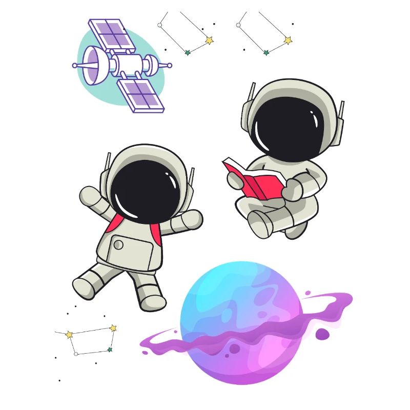 Colorful astronauts in orbit