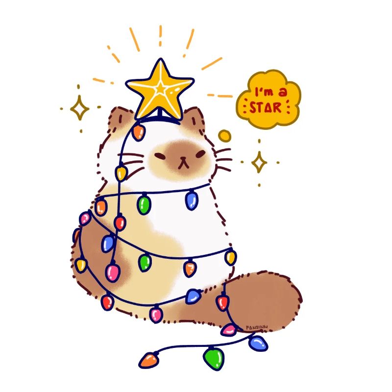 Cat String Light Star Christmas Tree Gift