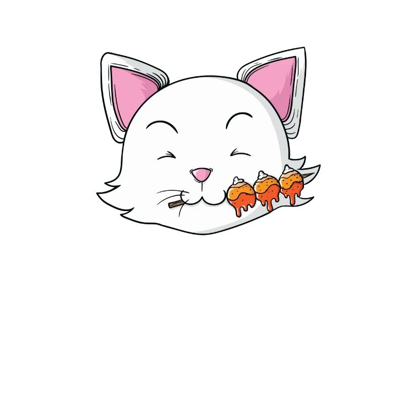 Cat eats dango rice dumplings