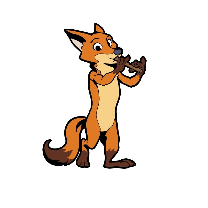 Le renard de BD joue de la flûte