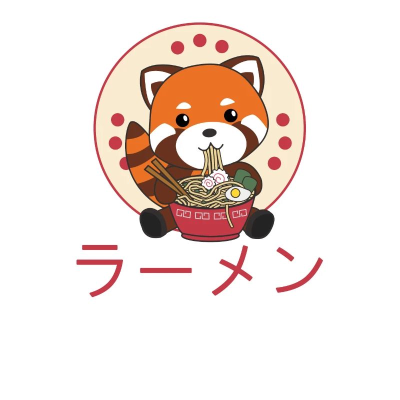 Powered by Ramen sweet red panda eats ramen