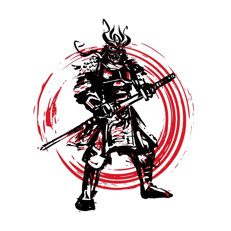 Samurai Japanese Warrior Blood Moon Design