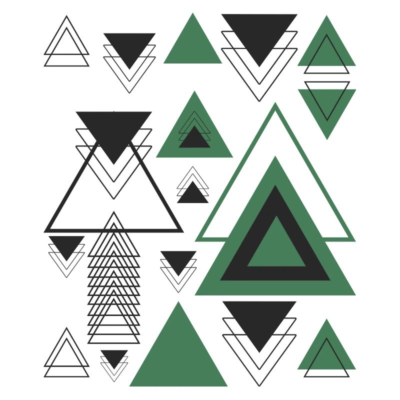 Triangles Minimalist Geometry Black Abstract Green