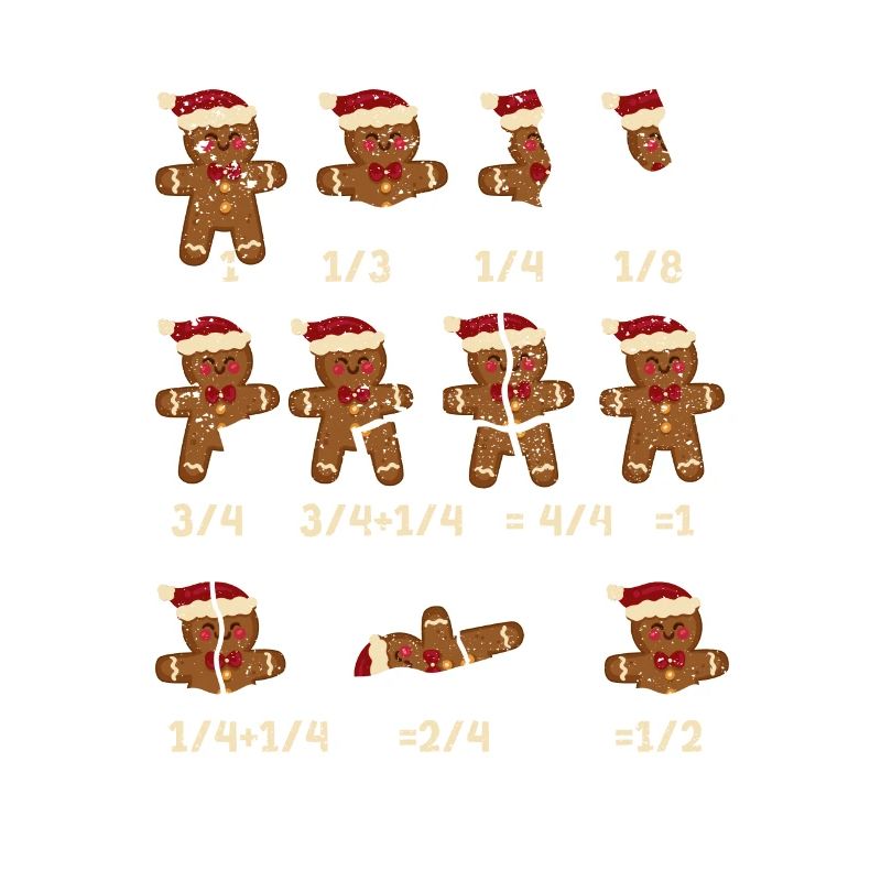 Christmas math teacher breaking gingerbread cookie