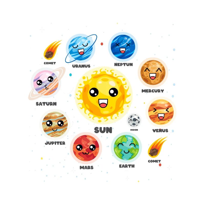 Solar System Planets Science Cute Realistic Space