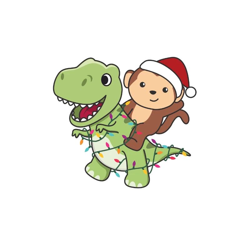 Monkey Trex Christmas Snow Winter Animals