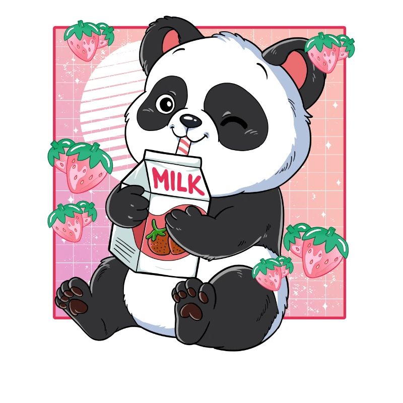 Kawaii Panda Erdbeermilch