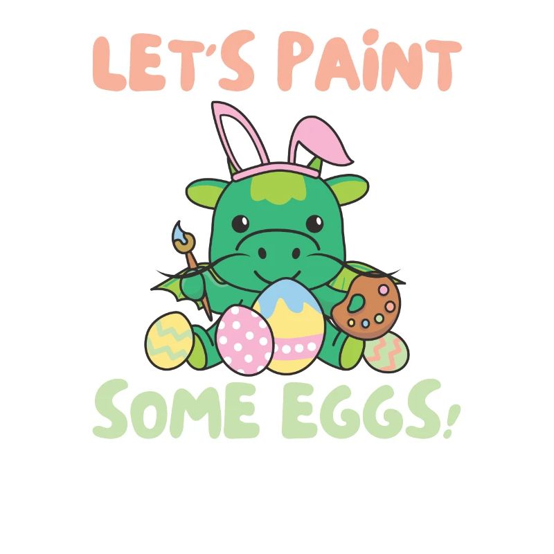 cute dragons at Easter with Easter eggs dragon