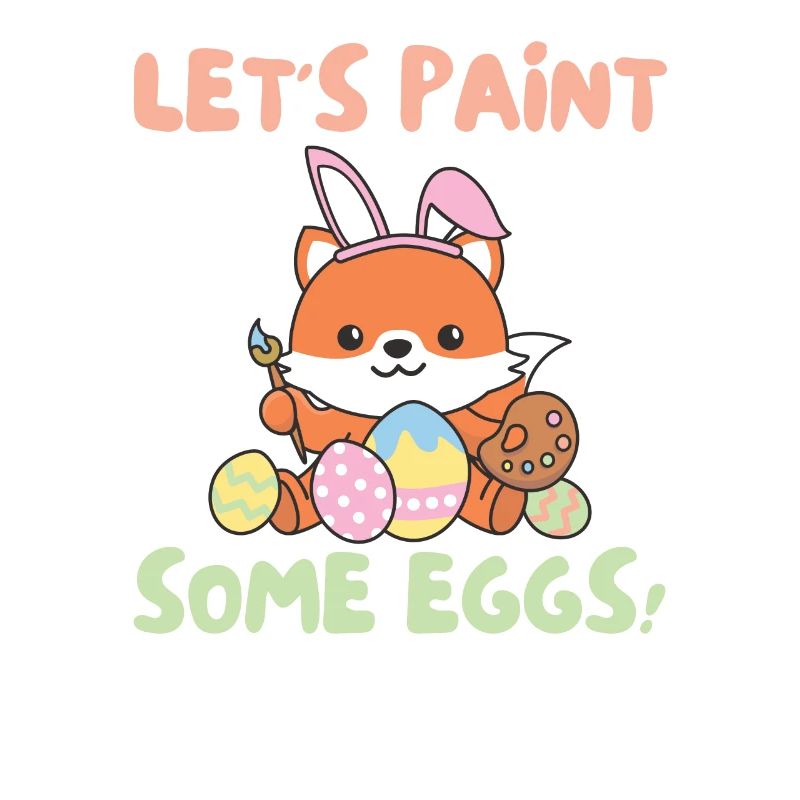 sweet foxes at Easter with Easter eggs fox