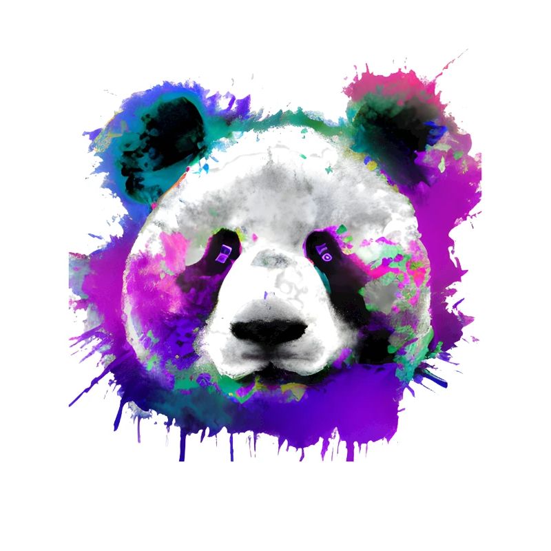 Panda coloré avec éclaboussures