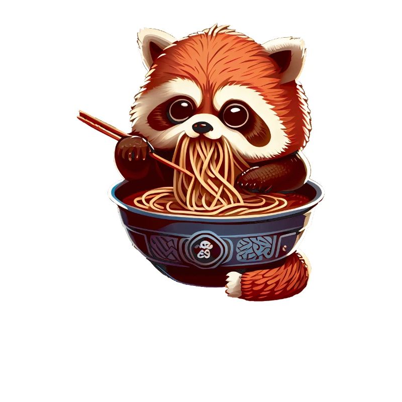 But first ramen sweet red panda eats ramen