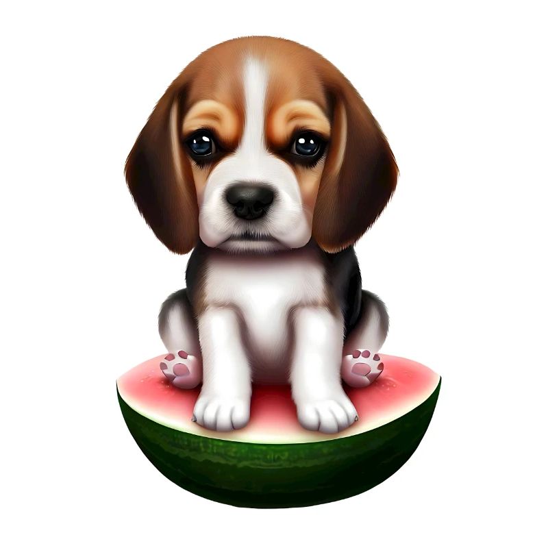 Baby Beagle sur pastèque