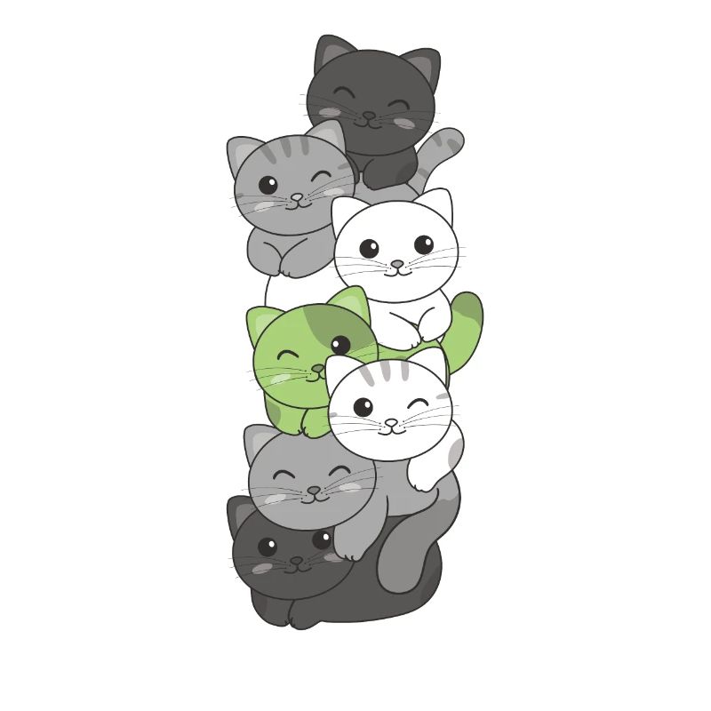 Agender Flag Pride LGBTQ Cute Cat Stack