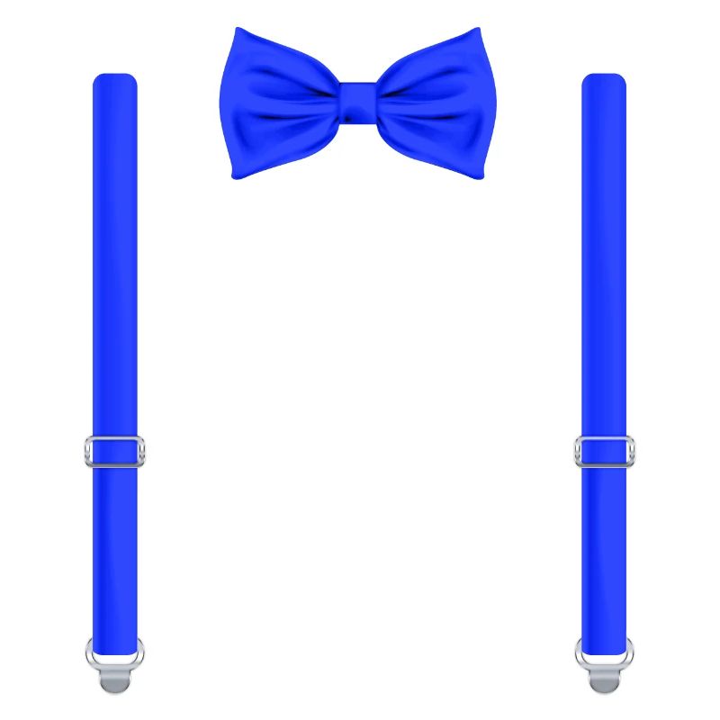 Lustige blaue Fliege mit Hosenträgern Perfekt