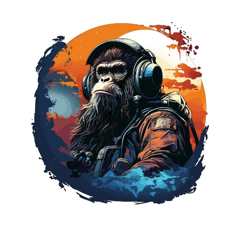 Cool Ape avec casque - Ape, Monkey Graphics