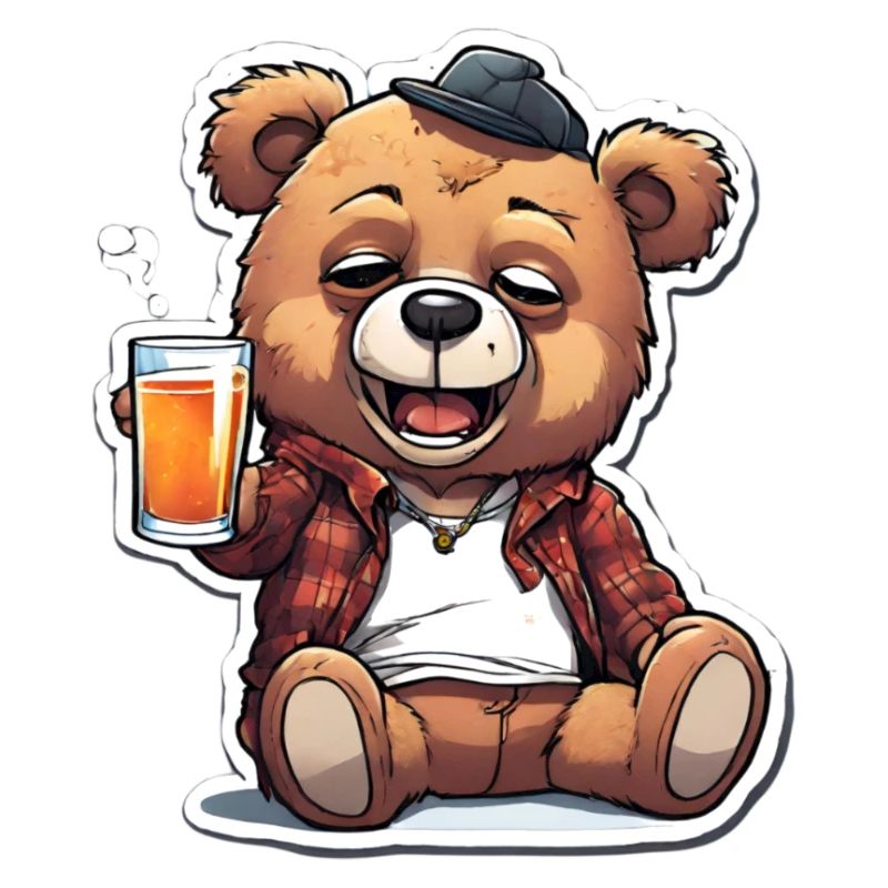 Lässiger Teddy mit Bier