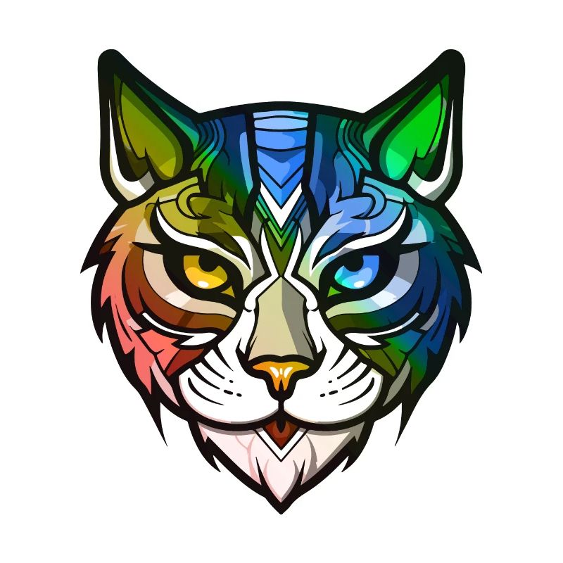 Tête de chat colorée