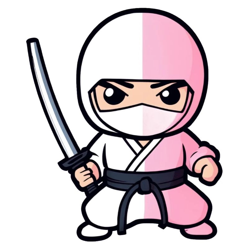 Mignon ninja blanc avec épée katana