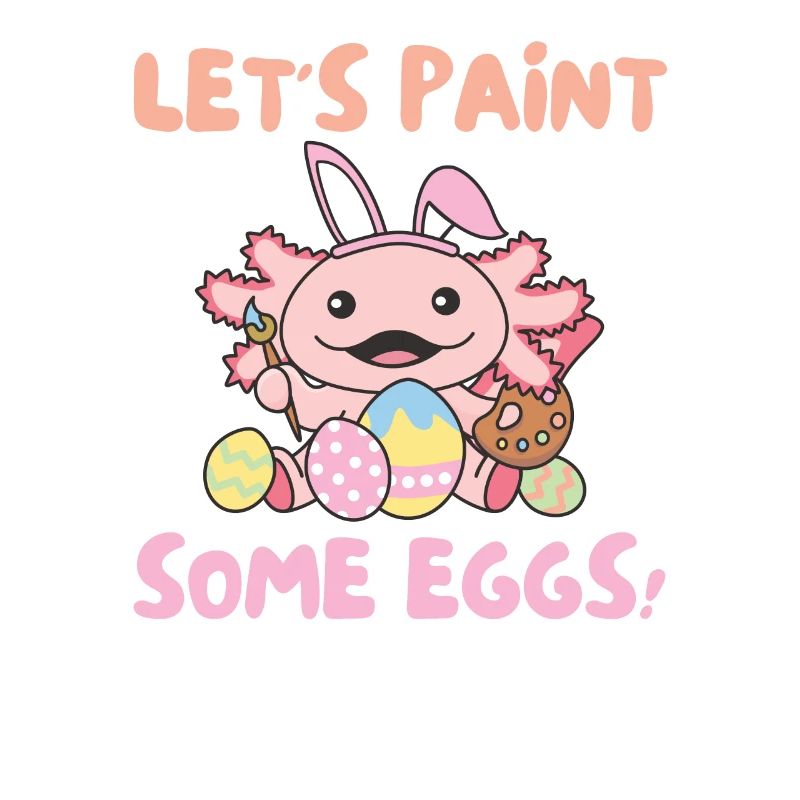 Cute Axolotls for Easter with Easter Eggs Axolotl