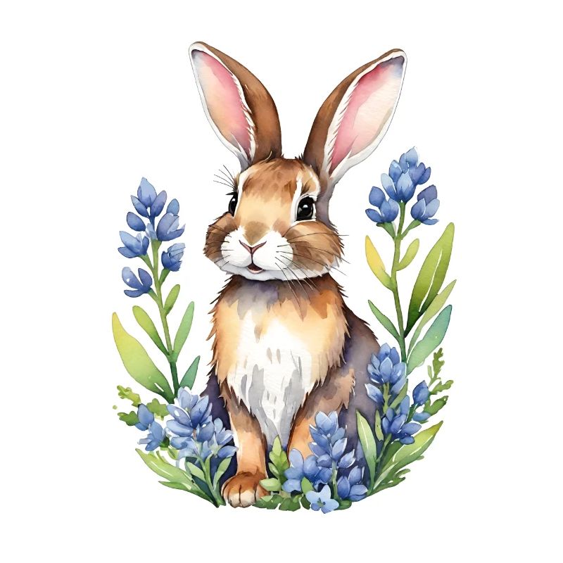 Texas bluebonnets bunny