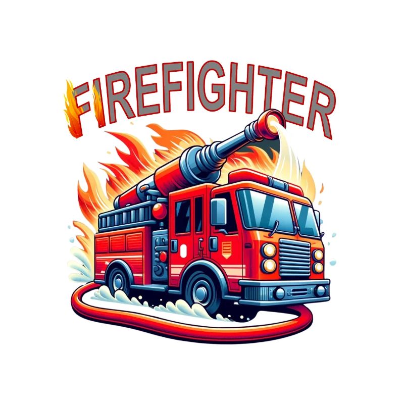 Fire brigade with fire engine