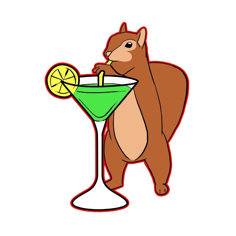 Squirrel Drinking Cocktail Funny Chipmunks Nuts