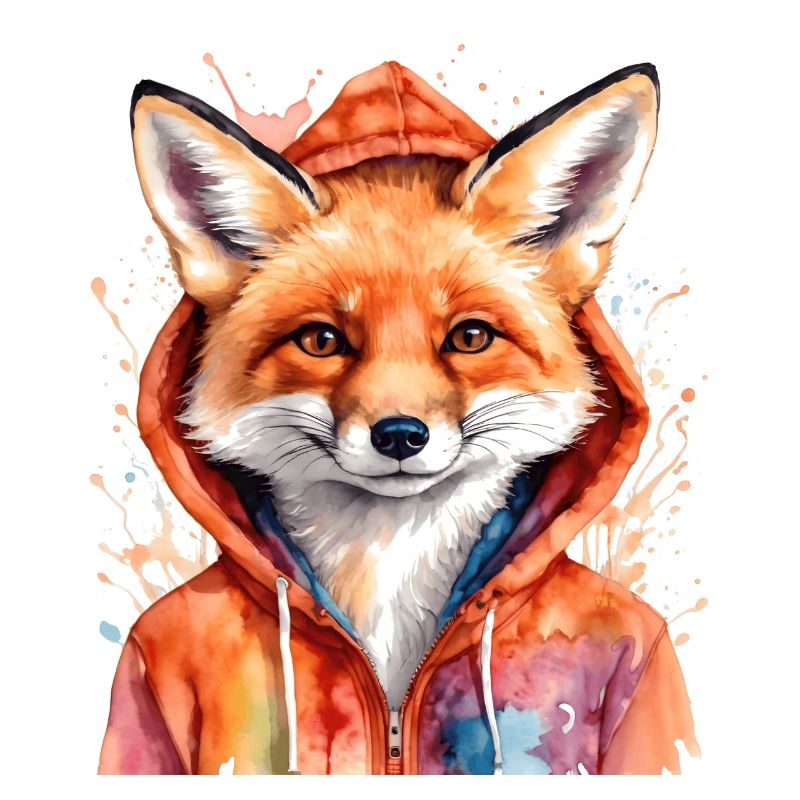 Sweat à capuche Fox Imprimé de conception d’animaux drôles colorés