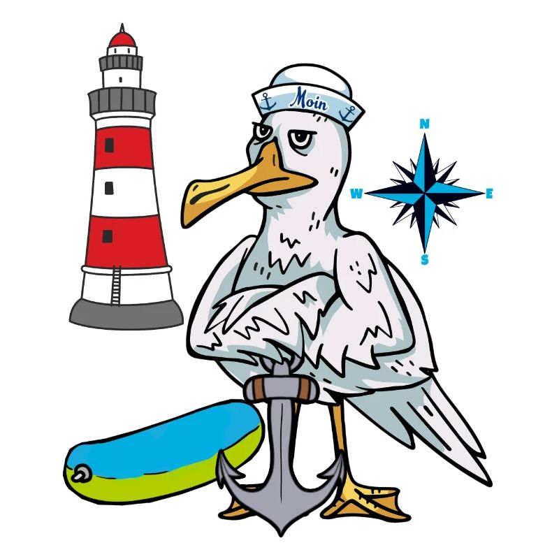 Möwe Möwen Leuchtturm Kompass Seefahrer Ahoi