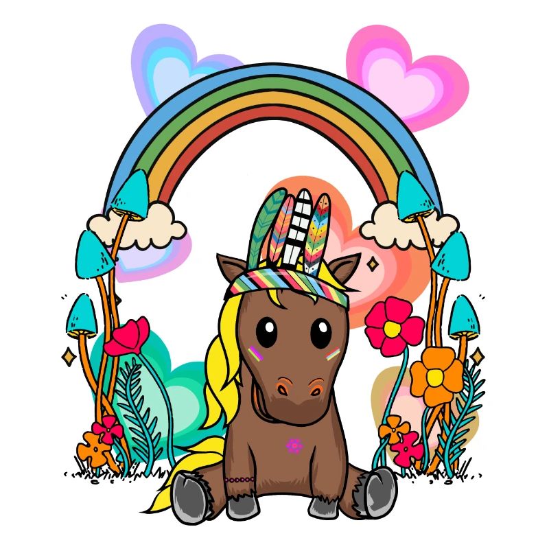 Regenbogen Pferd Pferde Kinder Kind Blumen
