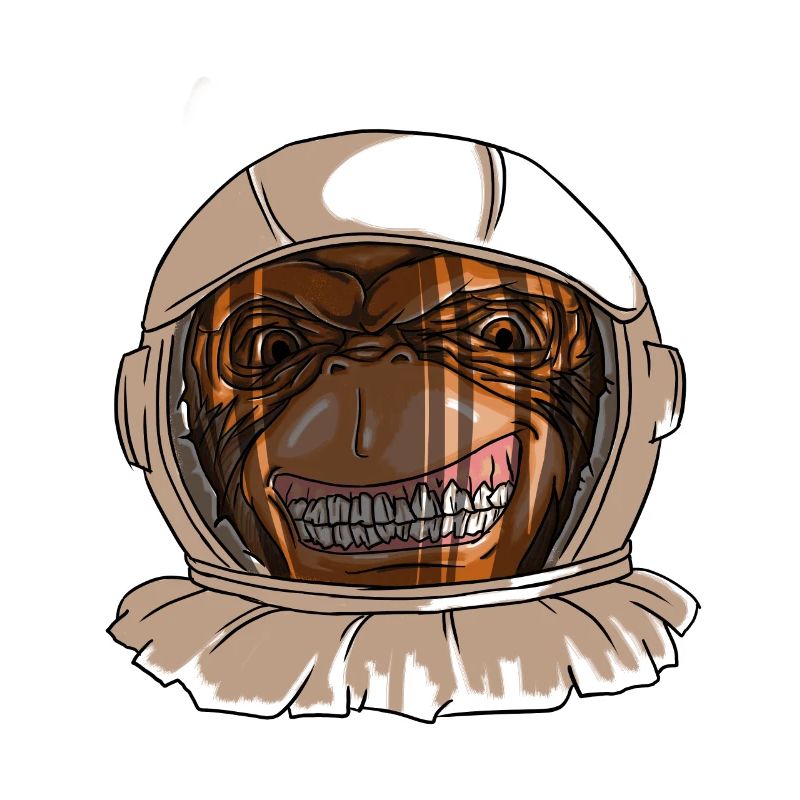 Astronaute Tête de Singe Drôle Soignant Singe de l’Espace