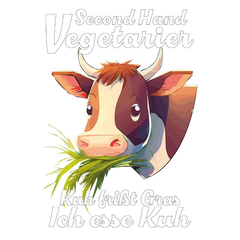 VEGETARIAN COW EATS GRASS