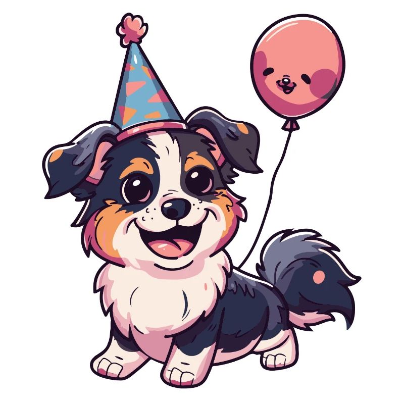 Border Collie Hunde Geburtstag Comic