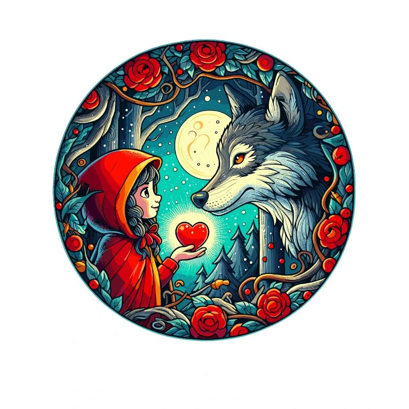 Märchen Rotkäppchen Wolf Kinder Herz Tierschutz