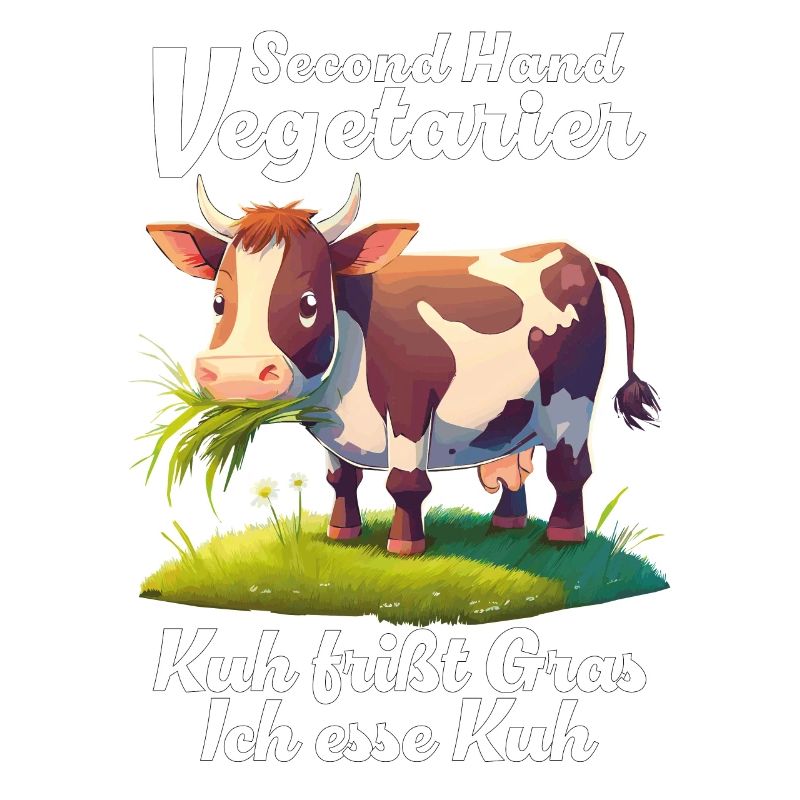 VEGETARIAN COW EATS GRASS