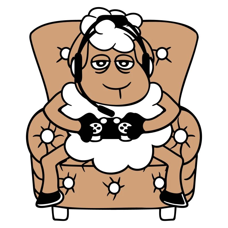 Sheep Gamer Armchair Controller Video Game Nerd Cool