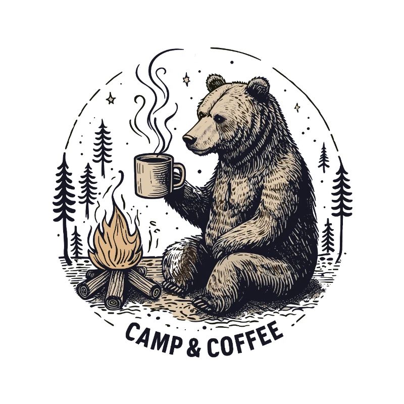 Camping Camper Coffee Campfire Bear Campsite