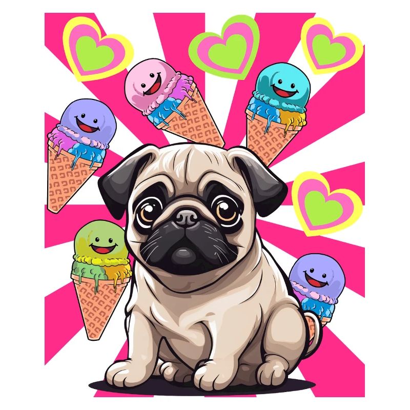 Hund Hunde Mops Kinder Kind Eis Eiskrem