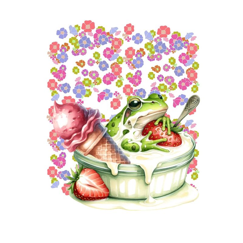 Frosch Frösche Dessert Eis Eiscrem Eiskrem Erdbeer
