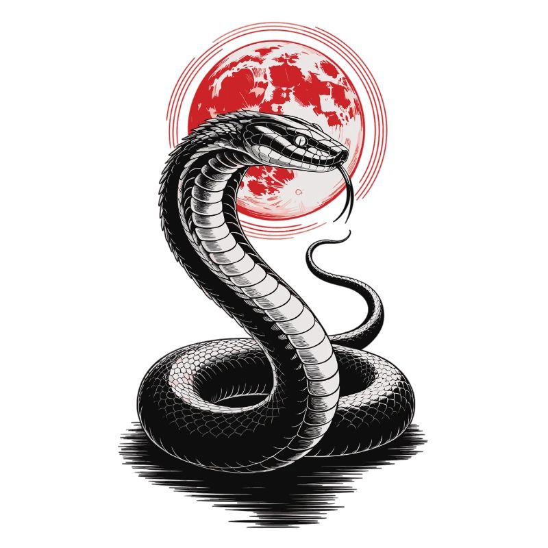 Cobra devant la lune de sang