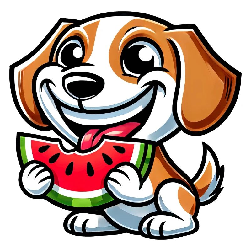 Beagle pastèque chien mignon avec melon d’été