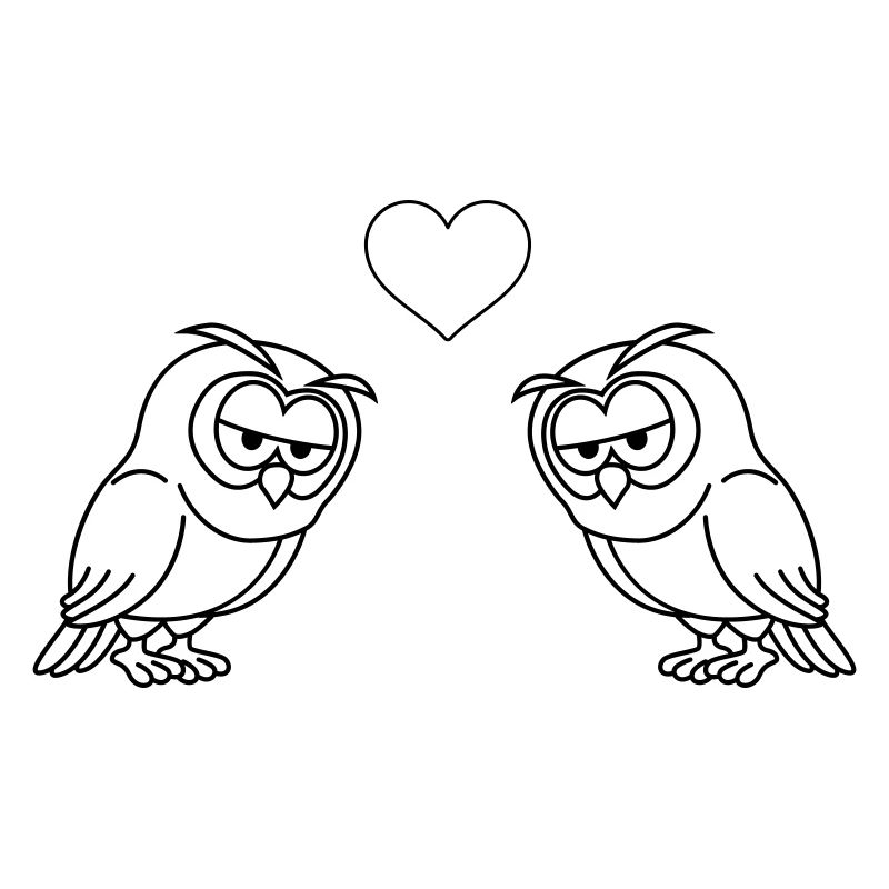 Eule Comic Paar Liebe