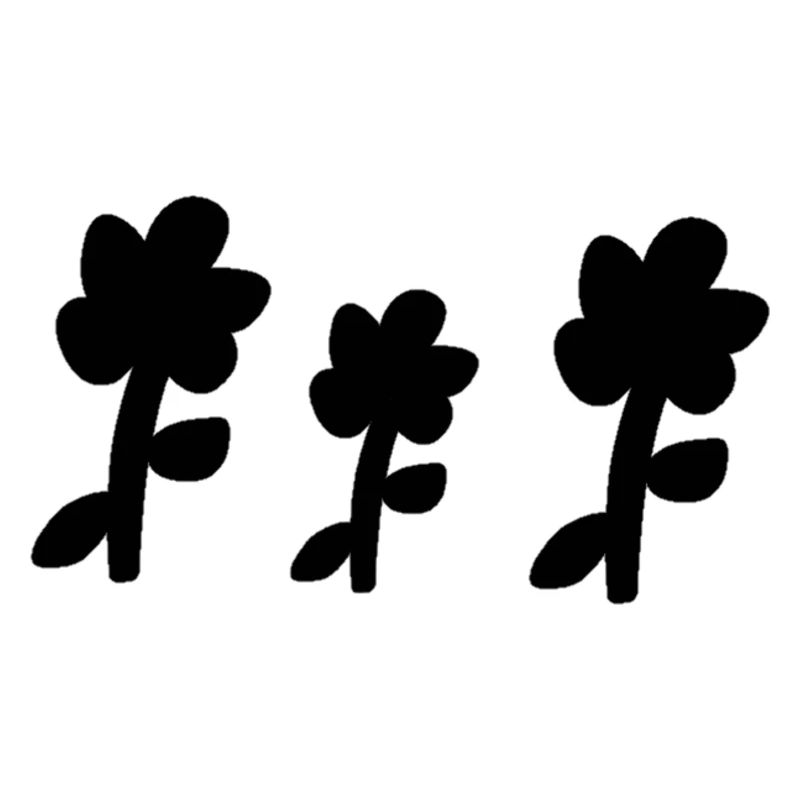 Trois fleurs en forme de plantes symbole de fleur