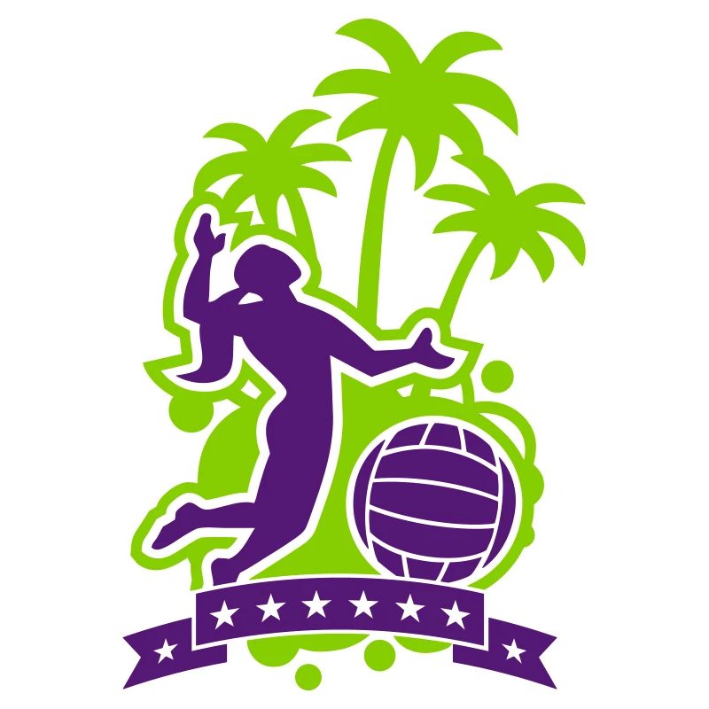 Beach volley (giocatore e palme)