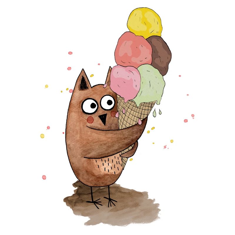 Eule mit riesigem Eis