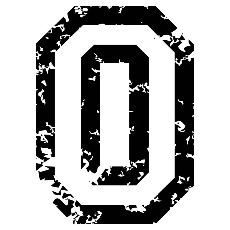 Letter O (Distressed) two-color Black/White