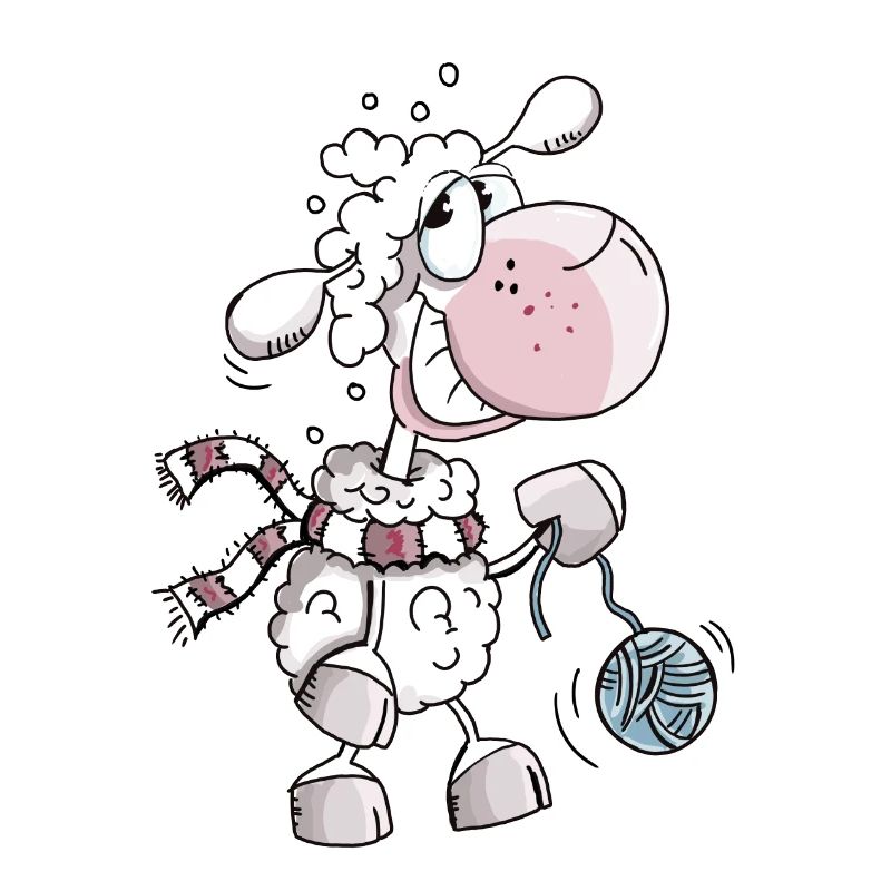 Schaf mit Wollknäuel - Schafe - Schäfchen - Comic